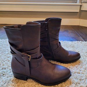 Dream Pairs Women's Jake Brown Side Zipper Low Heel Ankle Bootie